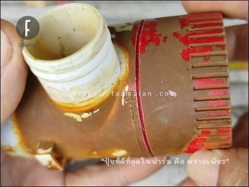 เลื่อยวนรอบปั๊มน้ำ 1100GPH ไปแบบนี้ นี่ก็ลึกแล้ว แต่ยังไม่ขาดสักที ทำไมเนื้อพลาสติกมันหนาจัง?