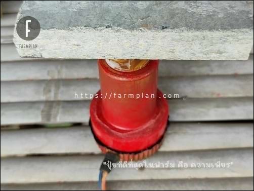 ใช้แท่งปูนทับด้านบน หรือวัสดุอะไรก็ได้ ที่มีน้ำหนักพอสมควร เพื่อทิ้งน้ำหนัก กดลงบนตัวปั๊มน้ำ รอยต่อจะได้แนบสนิทกันพอดี ตลอดทั้งรอยต่อ