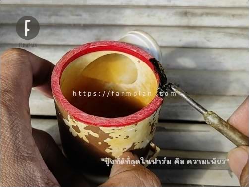 ชิ้นส่วนโครงปั๊มน้ำ เราก็ทาด้วยกาวซิลิโคน บริเวณขอบให้รอบตัวปั๊มเช่นเดียวกัน